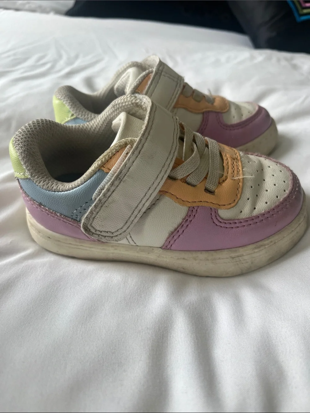 Cat & Jack White Sneakers with Pink and Peach Accents